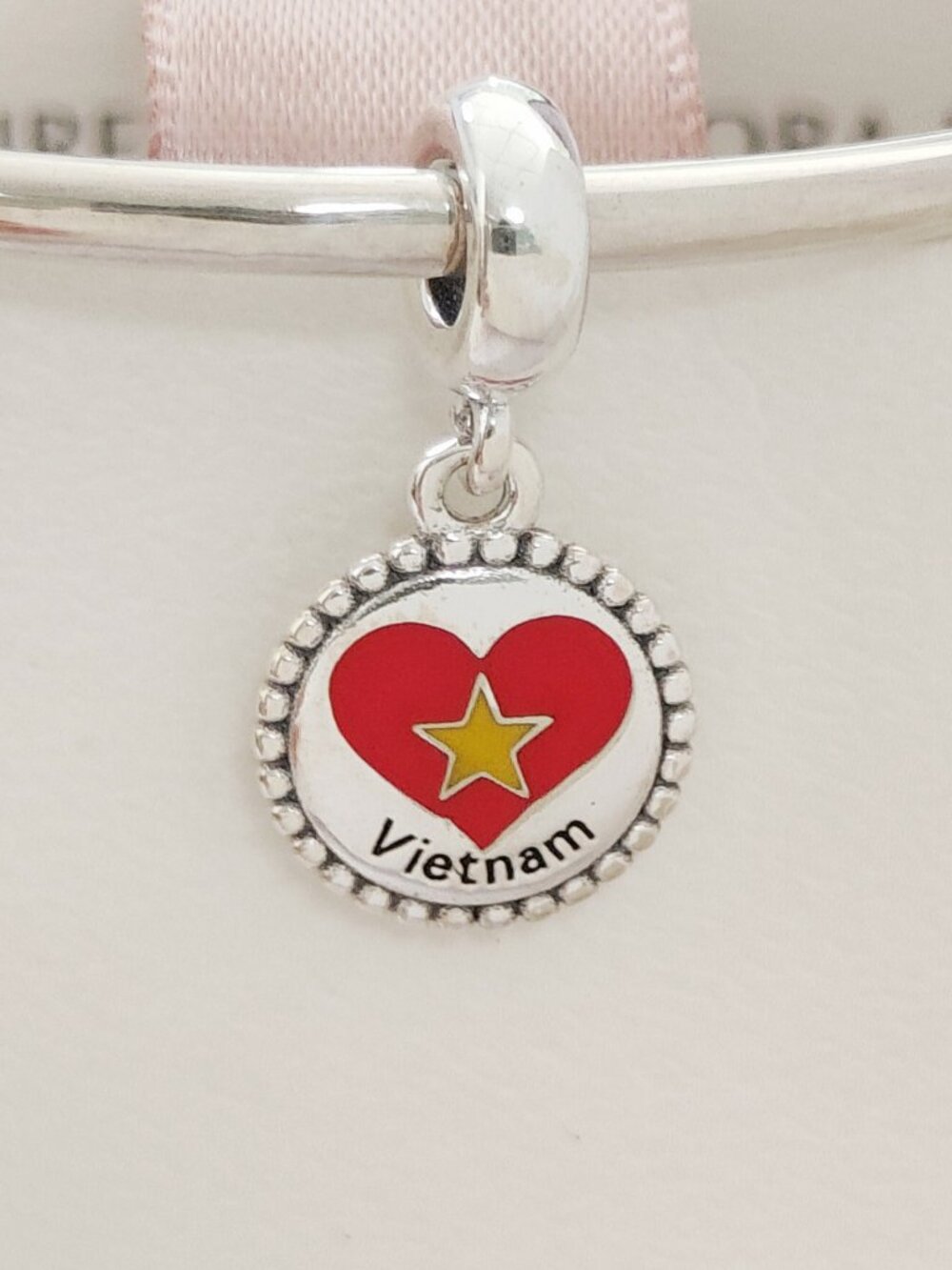 Pandora Vietnam Flag Exclusive Dangle Charm Travel Vacation S925 Silver with box